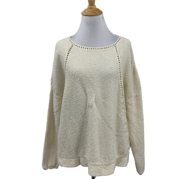 Anthropologie Sweater Women Small Cream Valeria Crochet Lace Open Shell Pullover - Picture 1 of 12